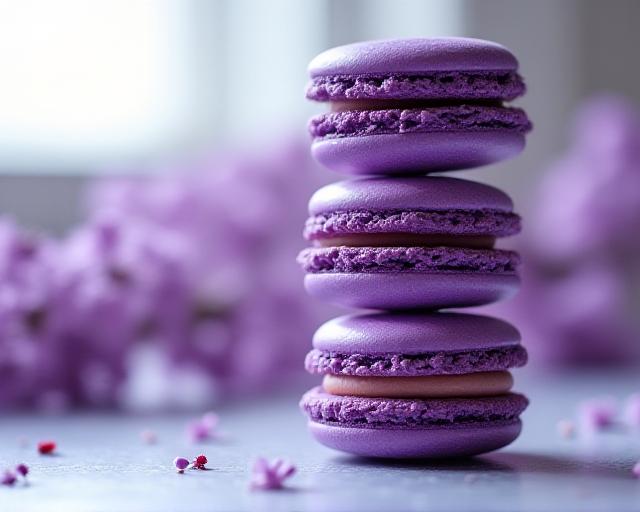 Macaron viola brillante artigianali